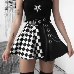 Gothic Plaid A Line Mini Skirt