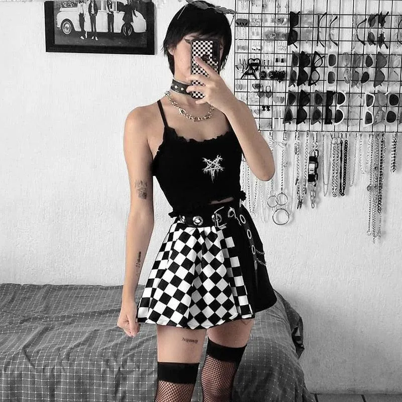 Gothic Plaid A Line Mini Skirt