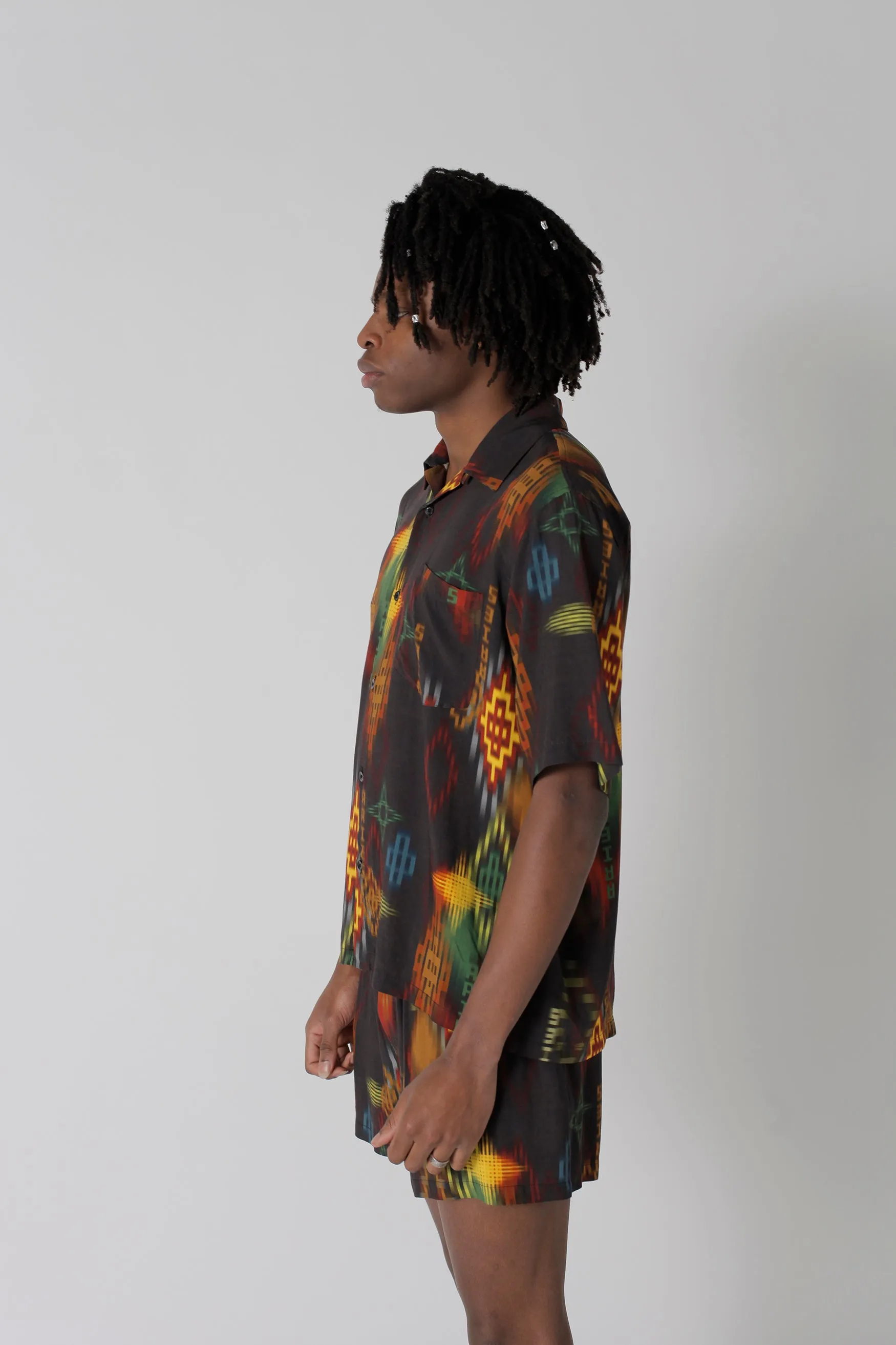 Ikat Print Hawaiian Shirt