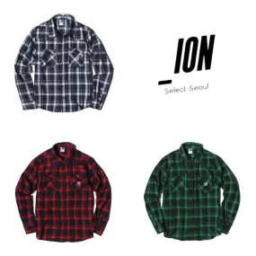 IONSEOUL  |Other Plaid Patterns Unisex Street Style Logo Shirts