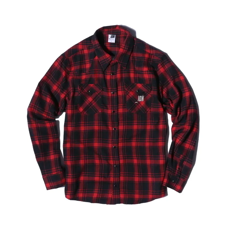 IONSEOUL  |Other Plaid Patterns Unisex Street Style Logo Shirts