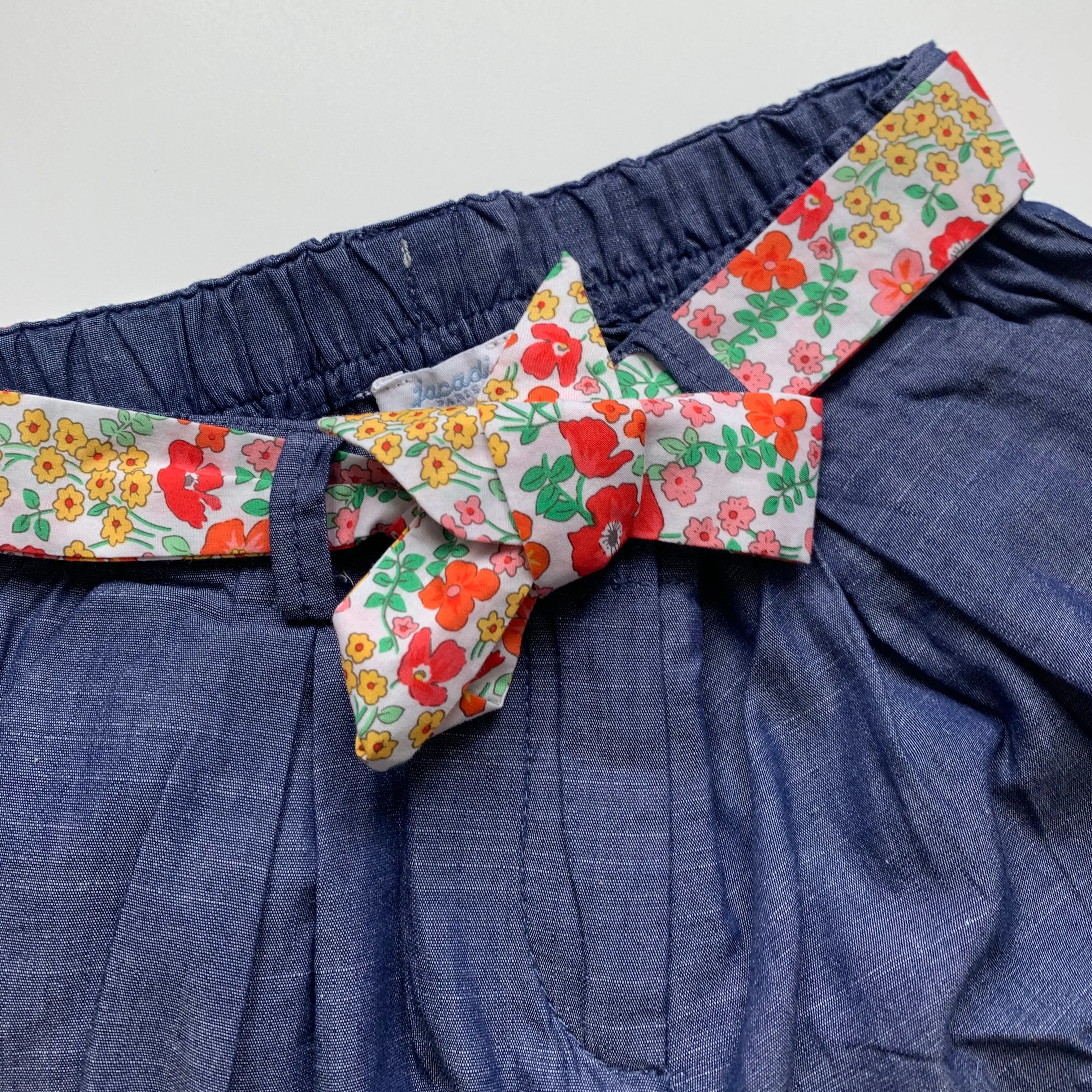 Jacadi Blue Chambray Shorts With Liberty Print Trim: 4 Years