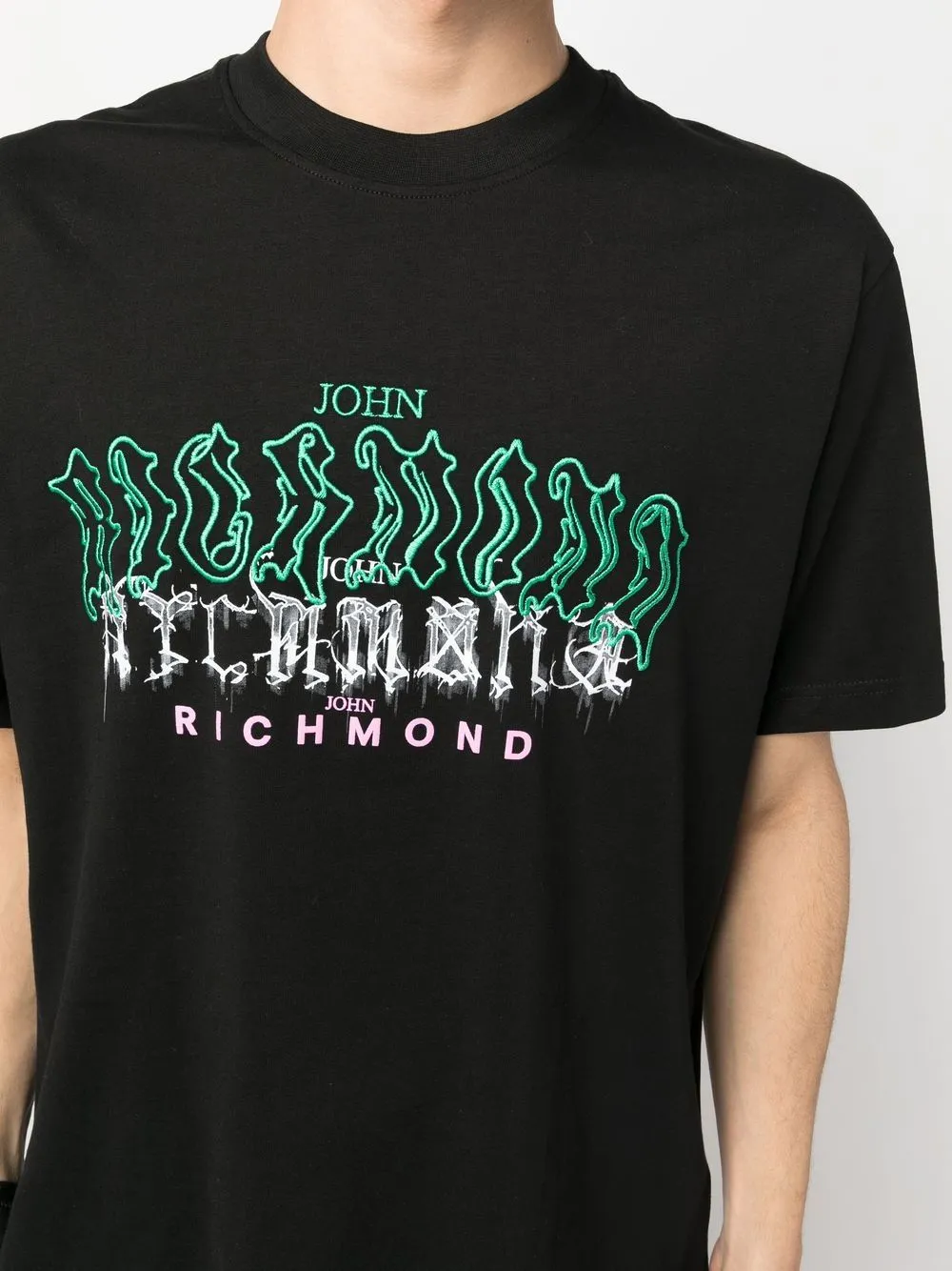 John Richmond Logo Print T-Shirt Kobaya In Black