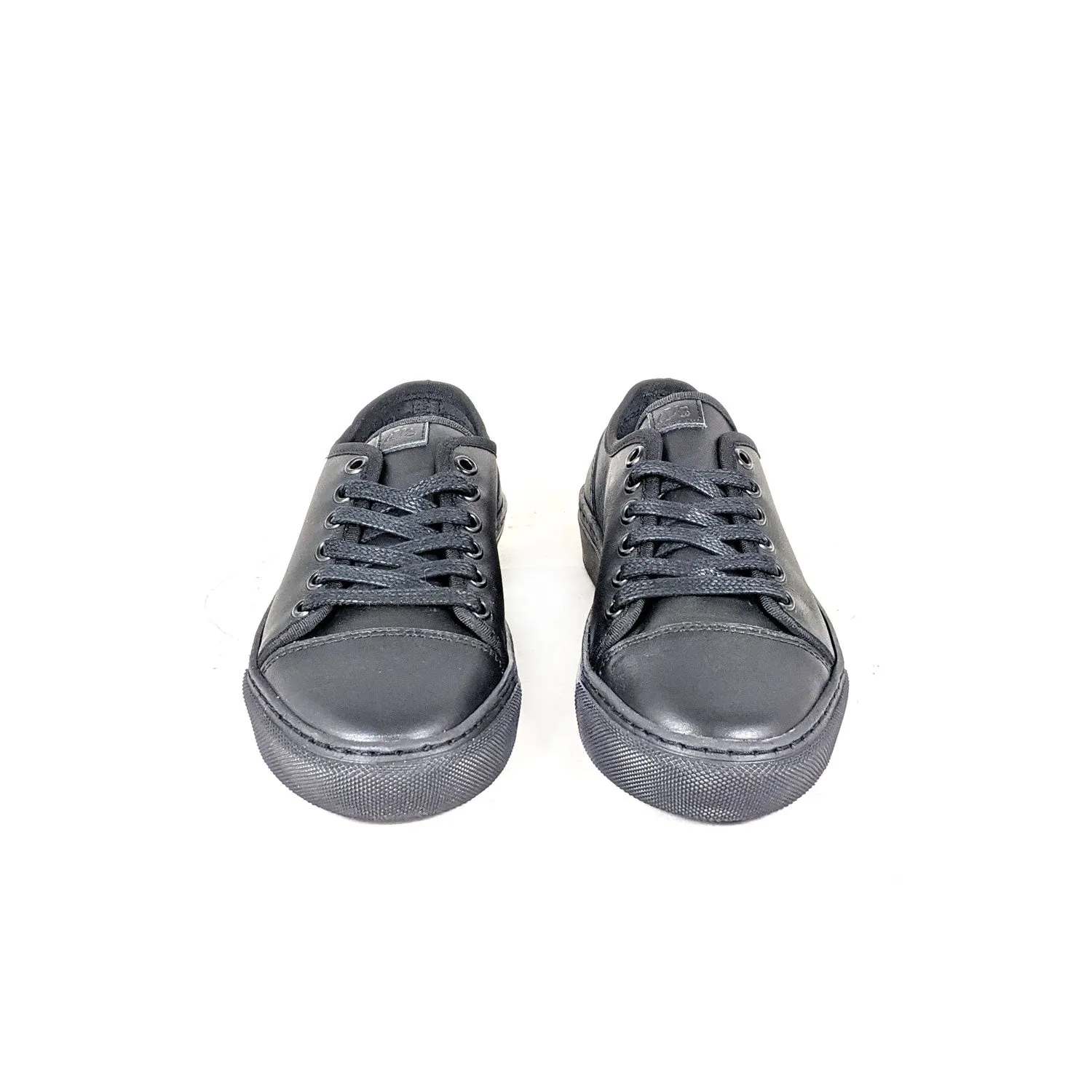 Kanvas Leather Lace Av8 Trainer - Black