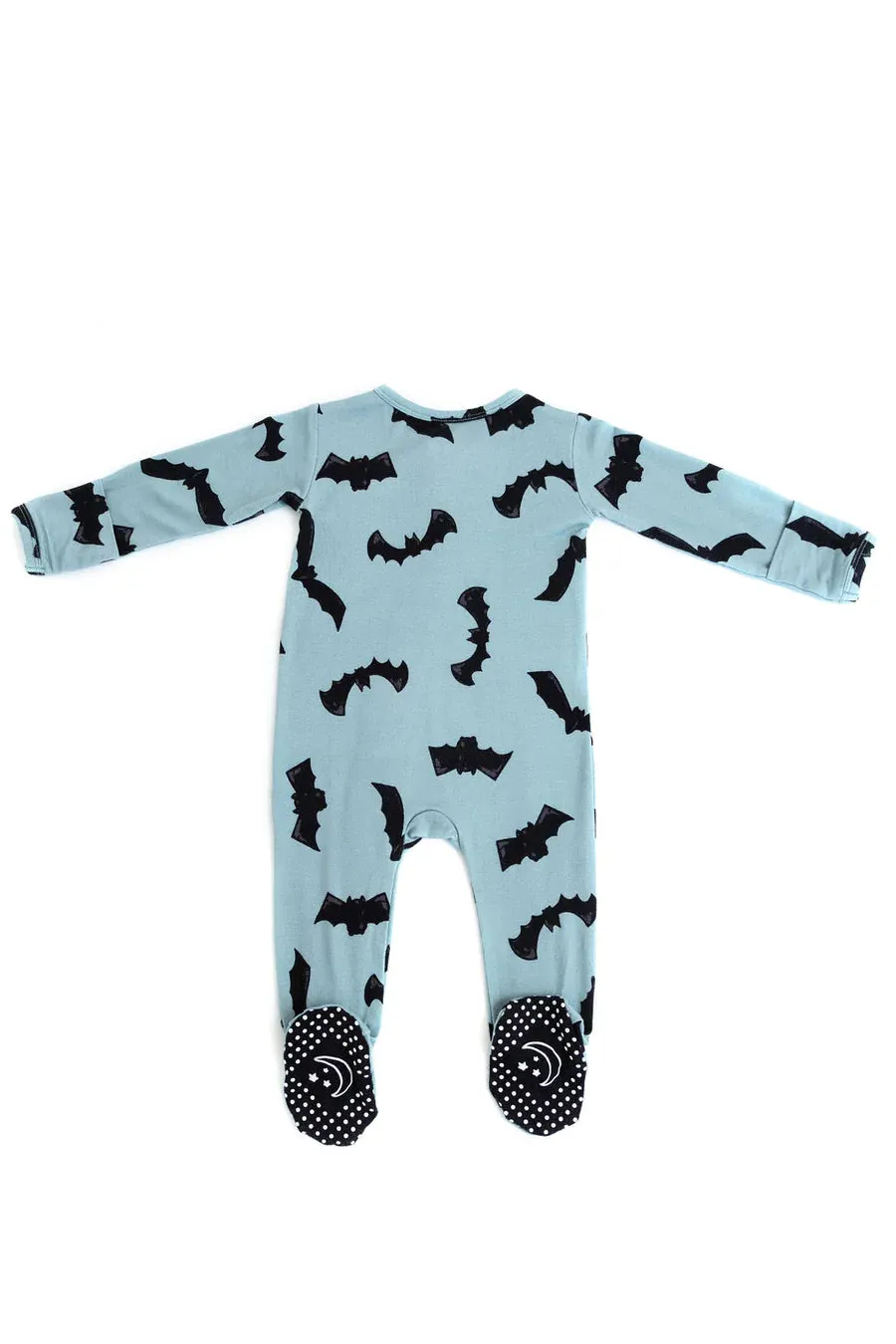 Little Pajama Co. Zip Footed Onesie - Grey Bats