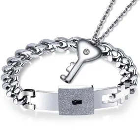 Locked Bracelet with Key Necklace for Men