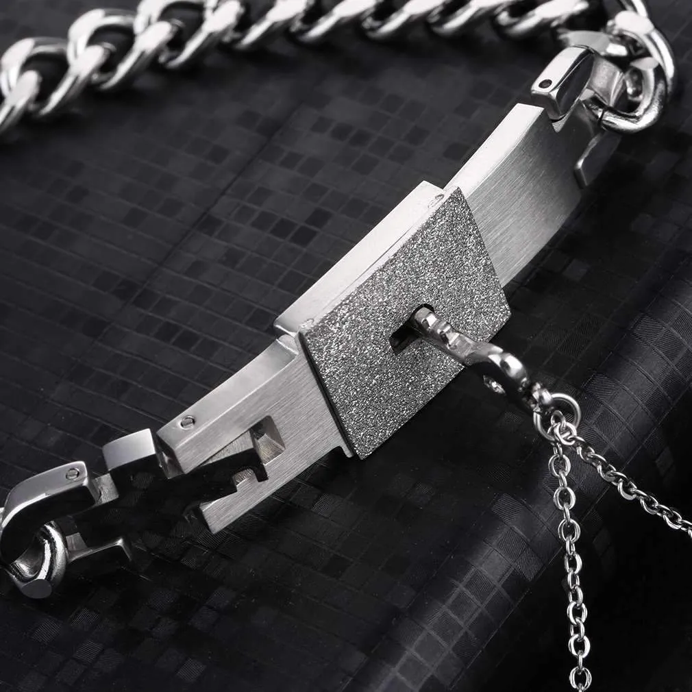 Locked Bracelet with Key Necklace for Men