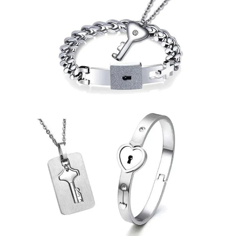 Locked Bracelet with Key Necklace for Men