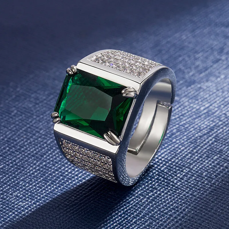 Luxyin Green Crystal Wedding rings for Men