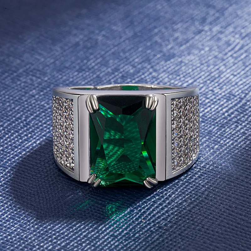 Luxyin Green Crystal Wedding rings for Men