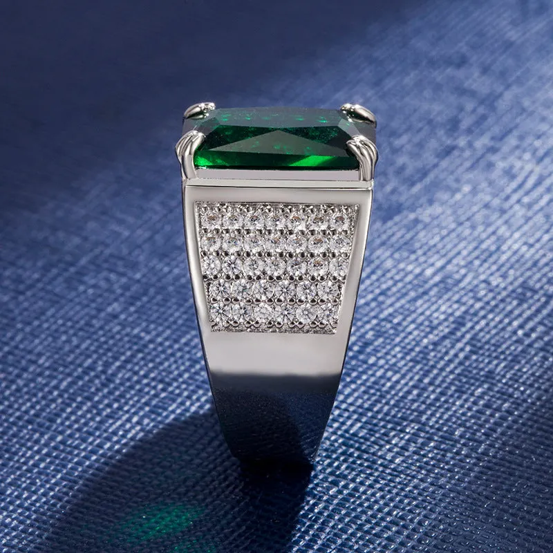 Luxyin Green Crystal Wedding rings for Men