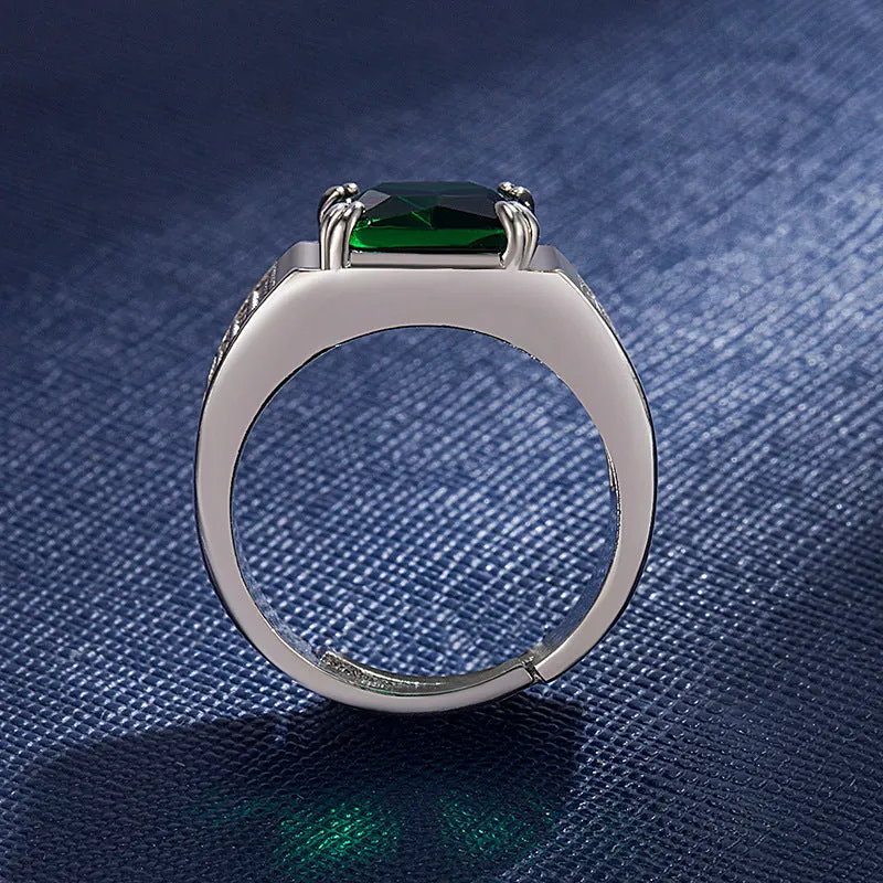 Luxyin Green Crystal Wedding rings for Men