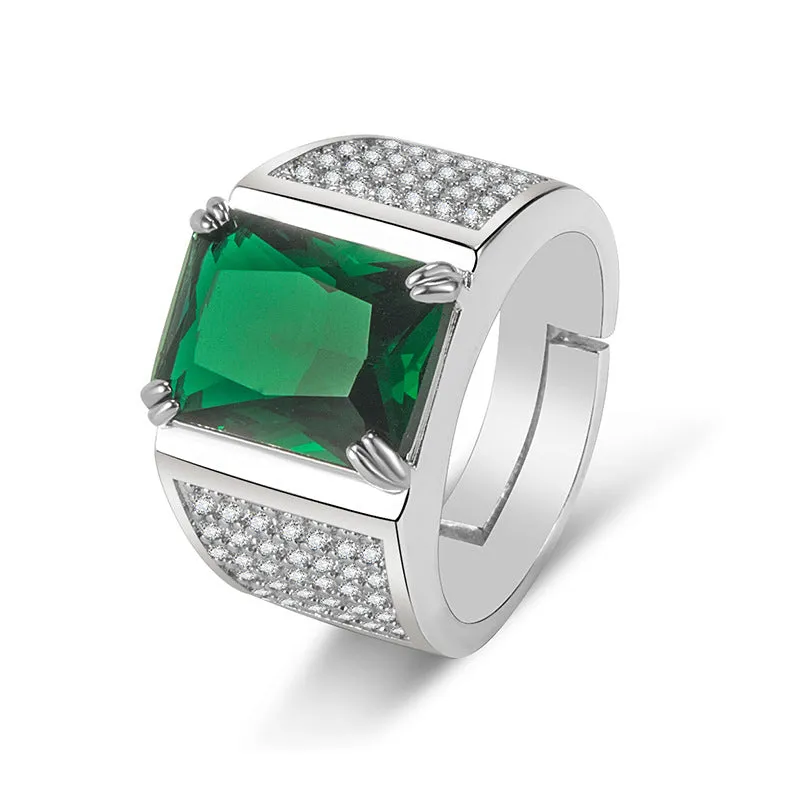 Luxyin Green Crystal Wedding rings for Men