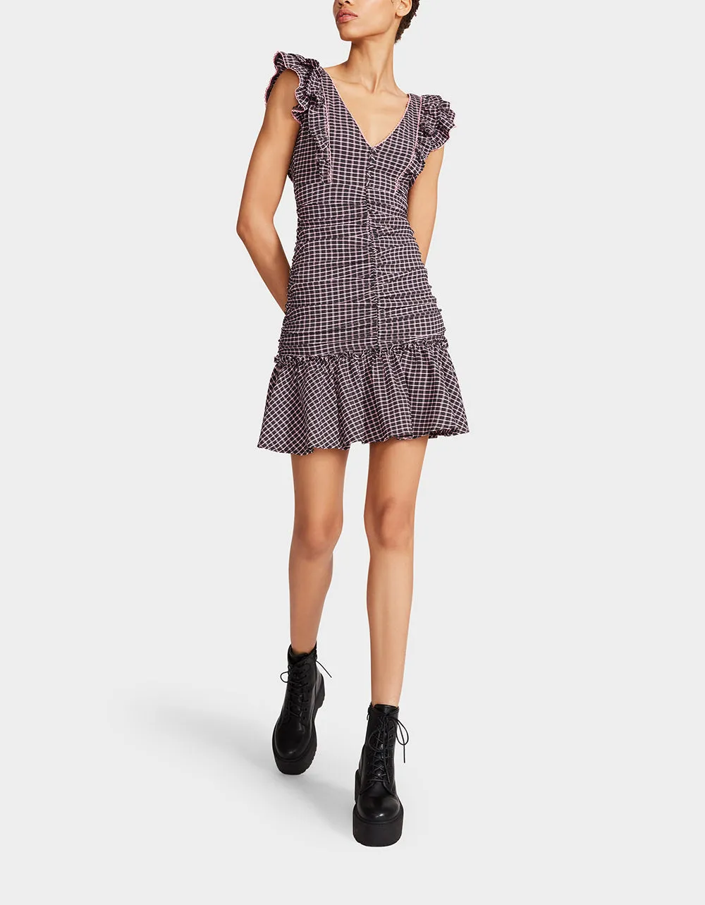 MAD ABOUT PLAID MINI DRESS PINK