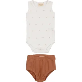 Maniere Boys Sleeveless Onesie & Bloomers Set, Camel