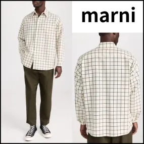 MARNI  |Other Plaid Patterns Unisex Wool Oversized Logo Designers