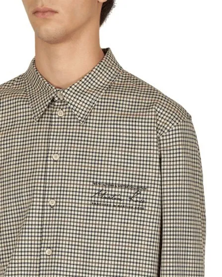 MARTINE ROSE  |Other Plaid Patterns Wool Long Sleeves Cotton Front Button