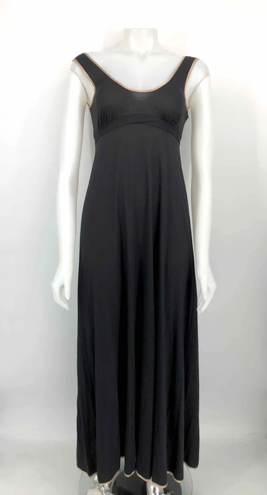 MARY JO BRUNO Black Beige Maxi Size SMALL (S) 2 Pc Nightie