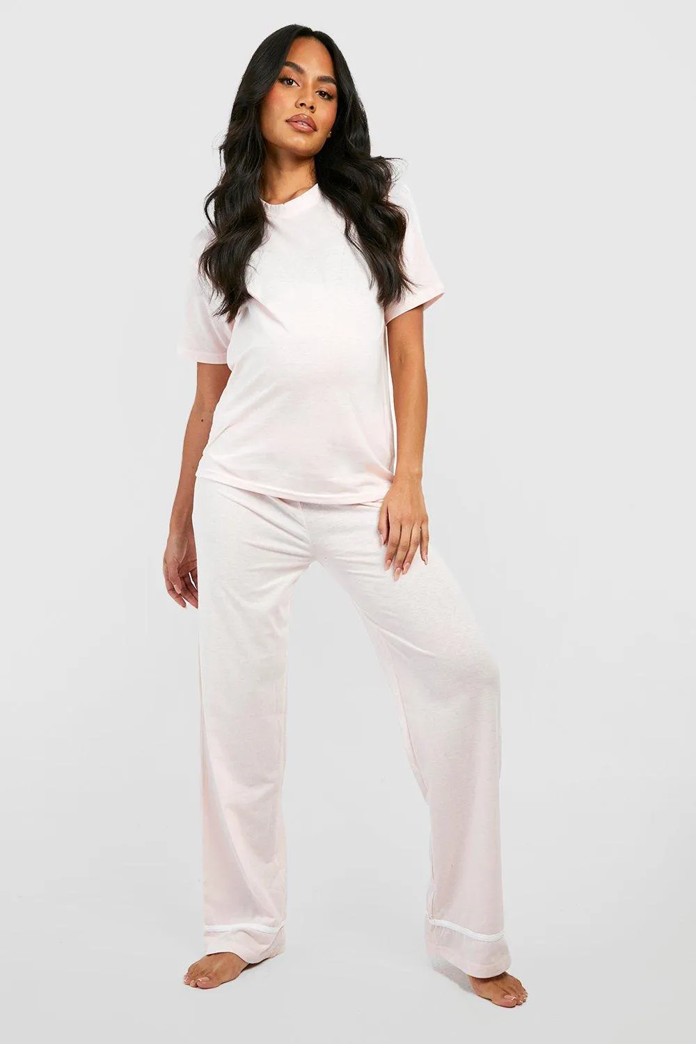 Maternity Pipe Detail T-Shirt Pajama Set