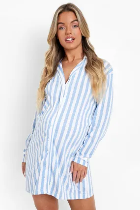 Maternity Stripe Pipe Detail Sleep Shirt