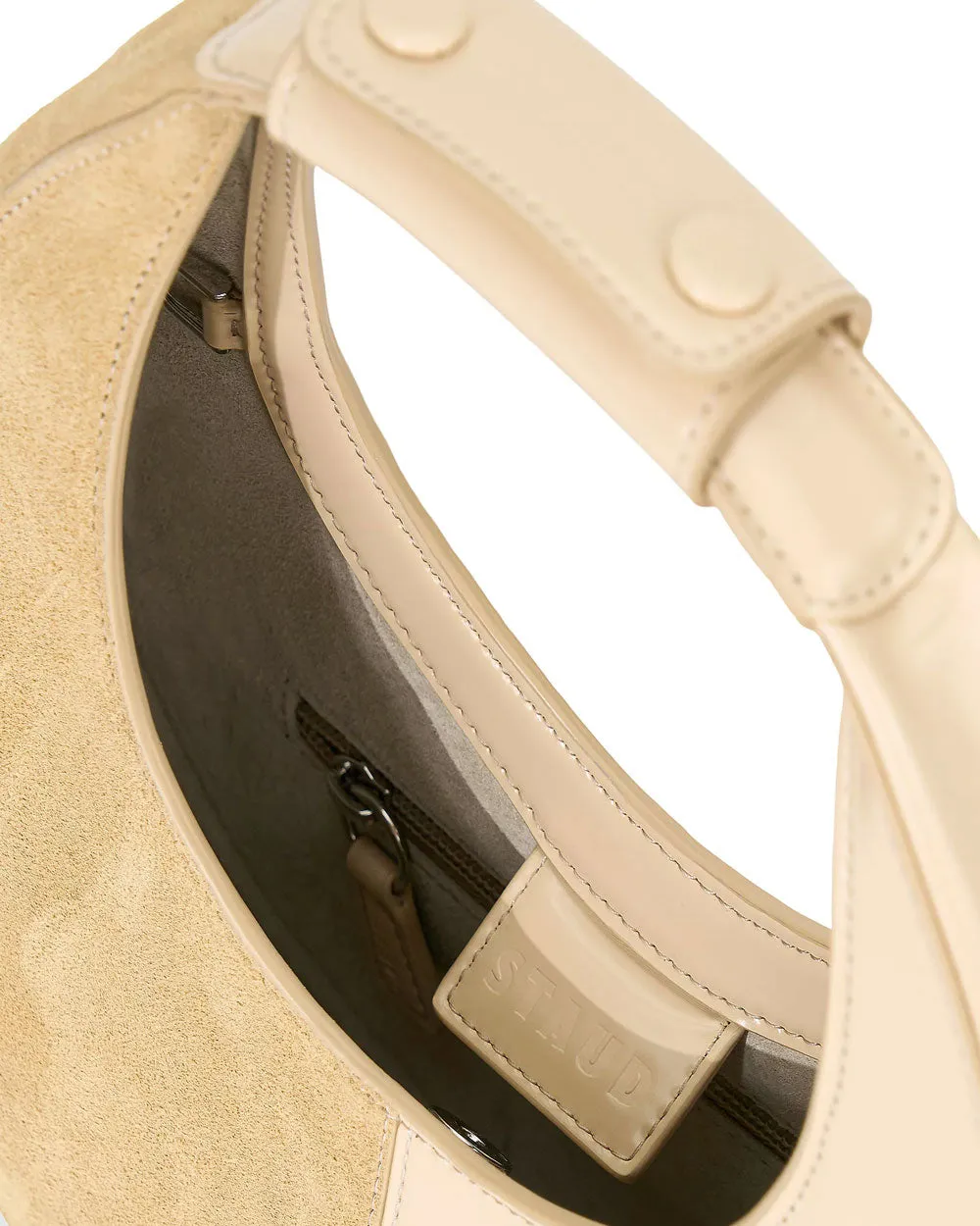 Mini Moon Split Leather Bag in Oat