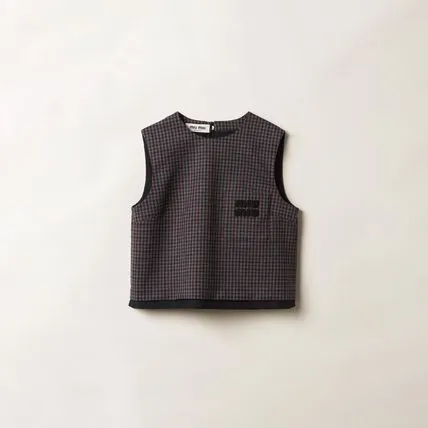 MiuMiu  |Other Plaid Patterns Wool Sleeveless Logo Tanks & Camisoles