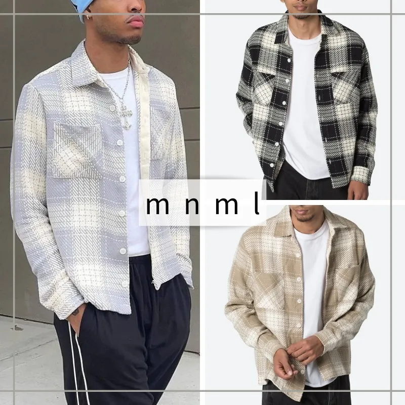 MNML  |Other Plaid Patterns Street Style Long Sleeves Cotton Shirts