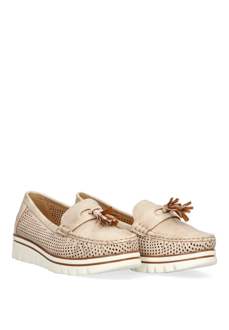 MOCASIN CALADO MUJER, ARMONY 68004 LUANCO, BEIGE