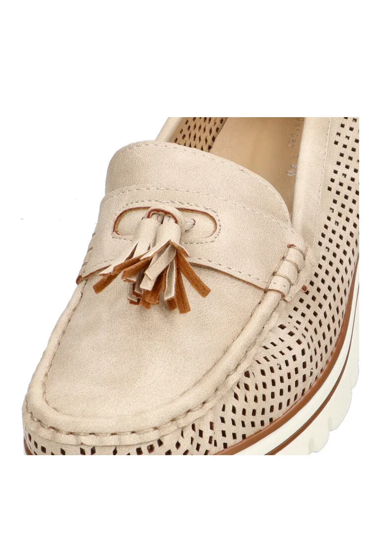 MOCASIN CALADO MUJER, ARMONY 68004 LUANCO, BEIGE