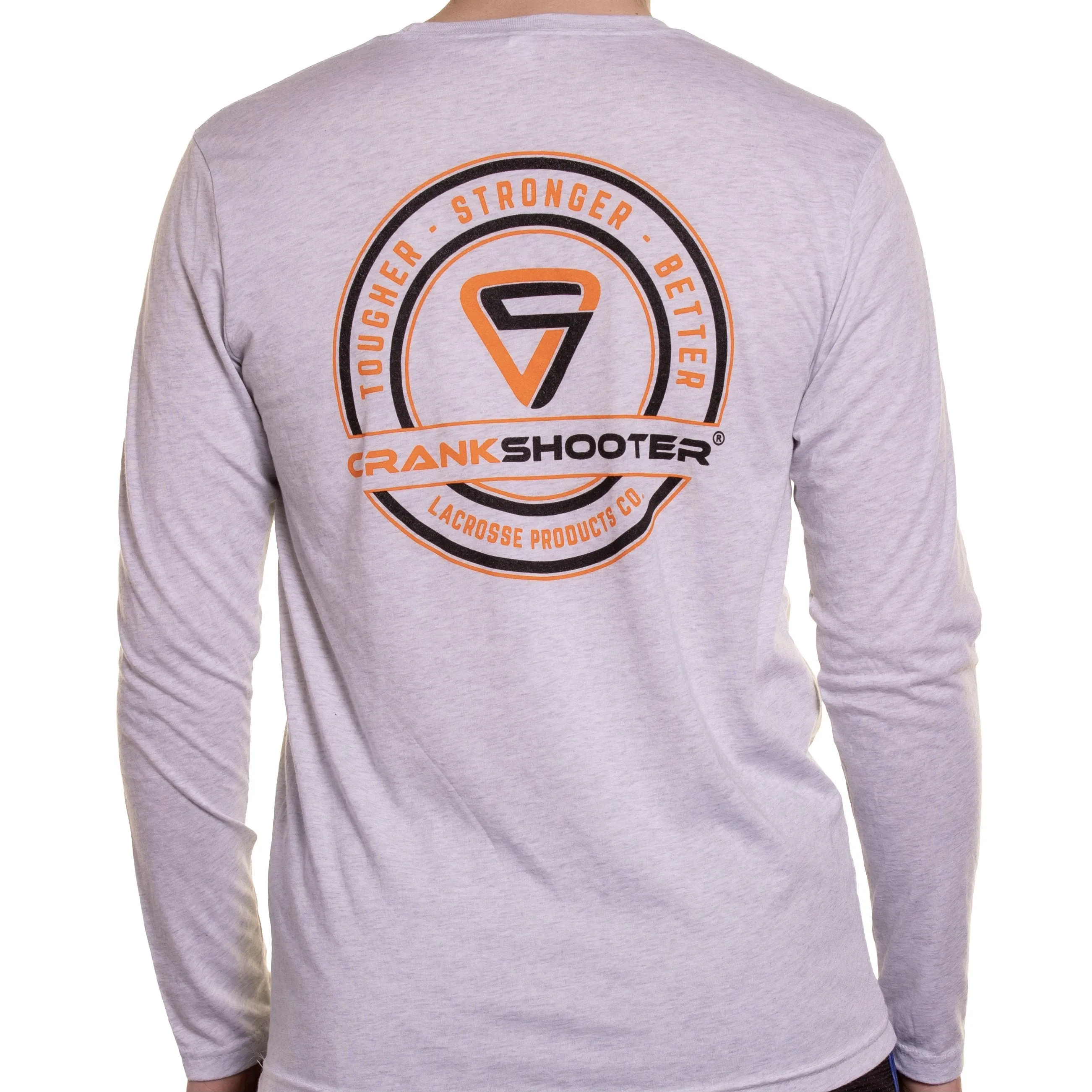 NEW! CrankShooter Lacrosse Products Long Sleeve T Shirt, White, Blend Material - Made in the USA - FREE SHIPPING