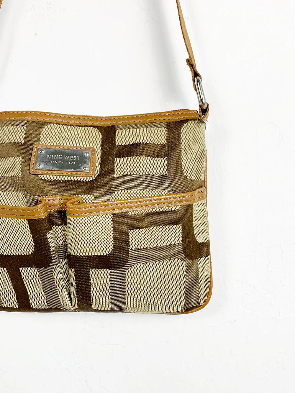 NineWest Olive and Brown Cross Body Waist Purse