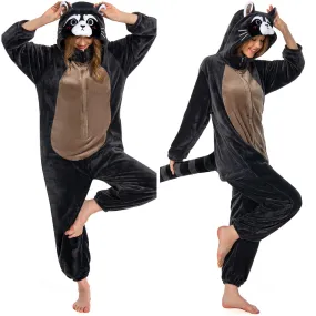 OLAOLA Adult Animal Onesie, Unisex Raccoon Onesies, Plush Cosplay Pajamas, One Piece Sleepwear Costu