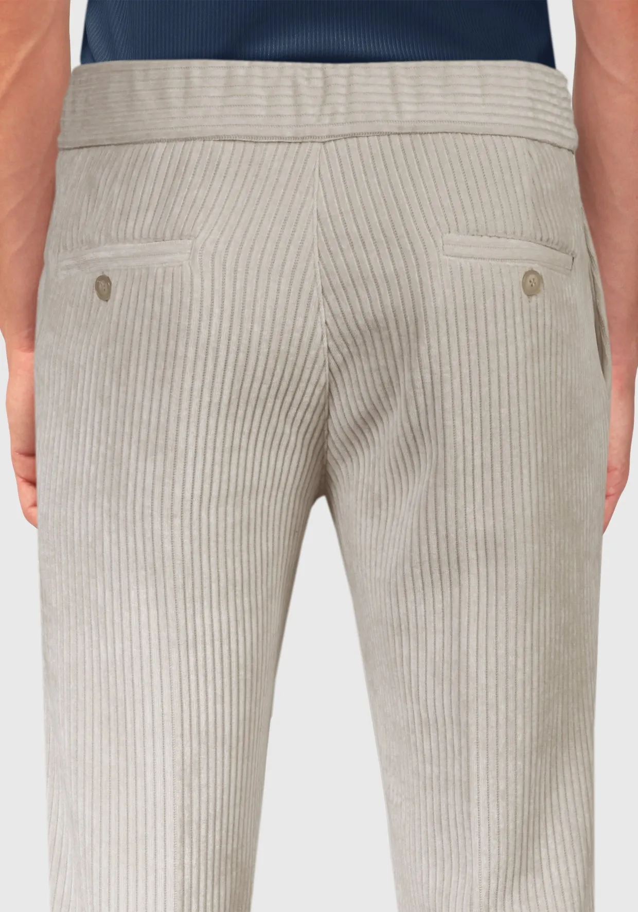 Pantalone con elastico laterale tessuto in Velluto  - Beige