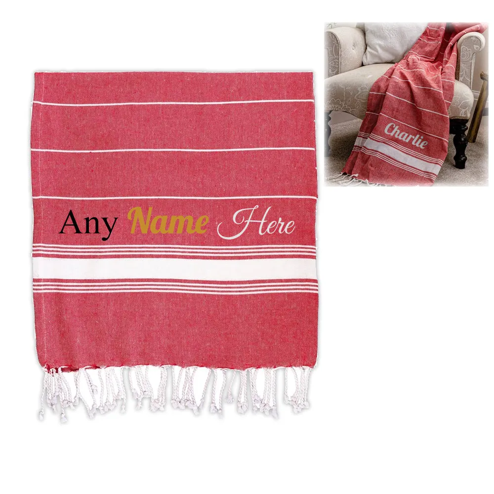 Personalised Turkish Style Cotton Red Towel