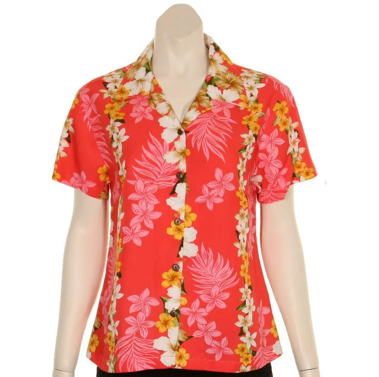 Plumeria Panel Camp Blouse