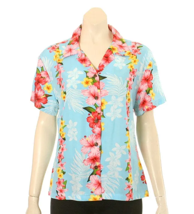 Plumeria Panel Camp Blouse