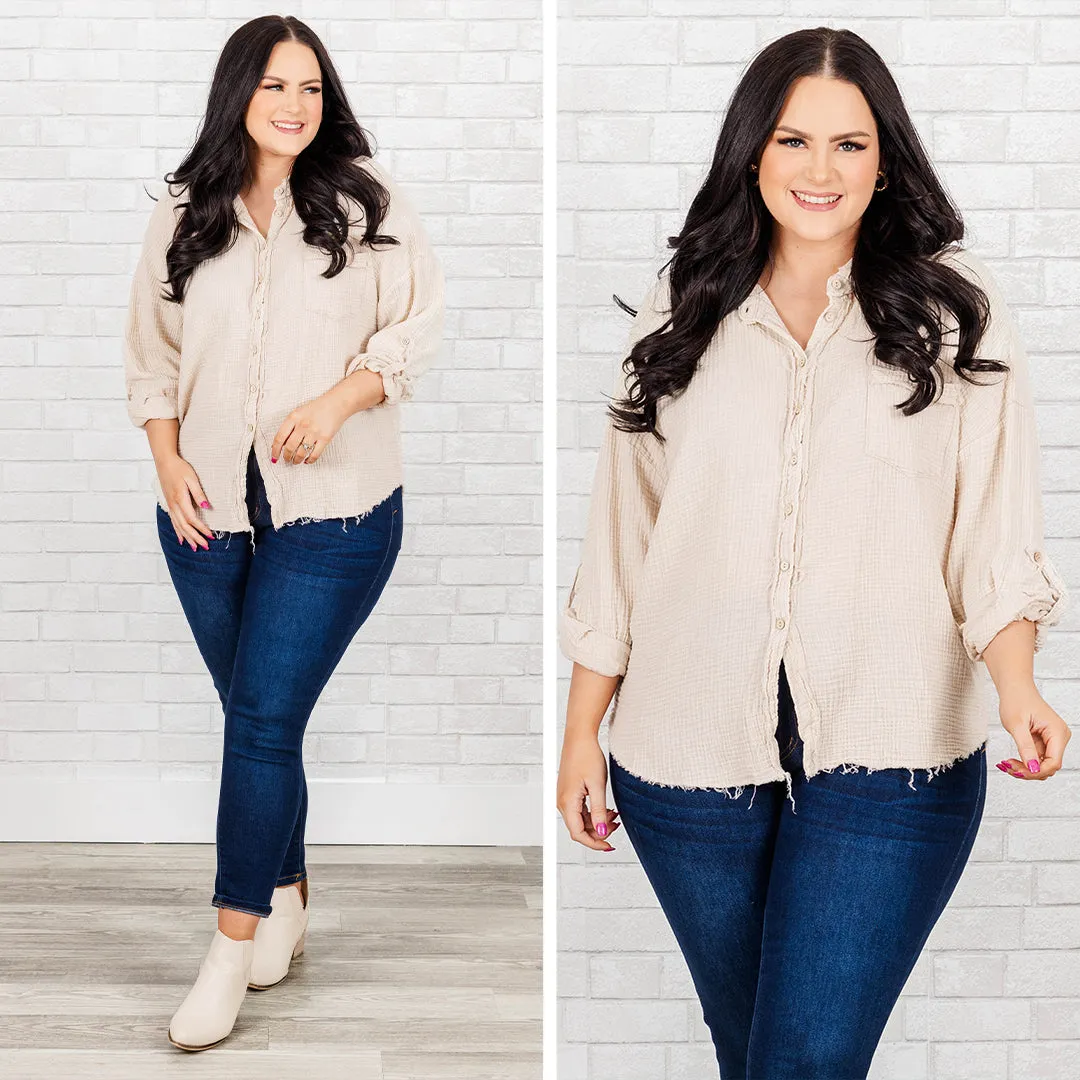 Popular Phrase Top, Sand Beige