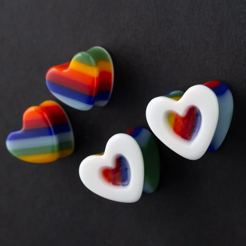 Pride Heart Glass Plugs