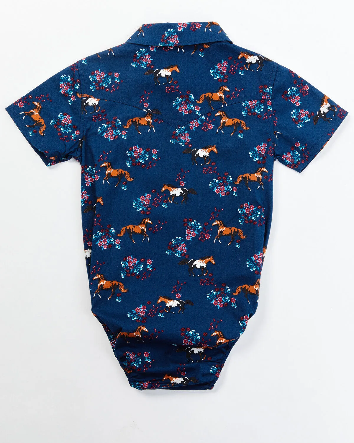 Product Name:  Shyanne Infant Girls' Horse Floral Short Sleeve Pearl Snap Onesie