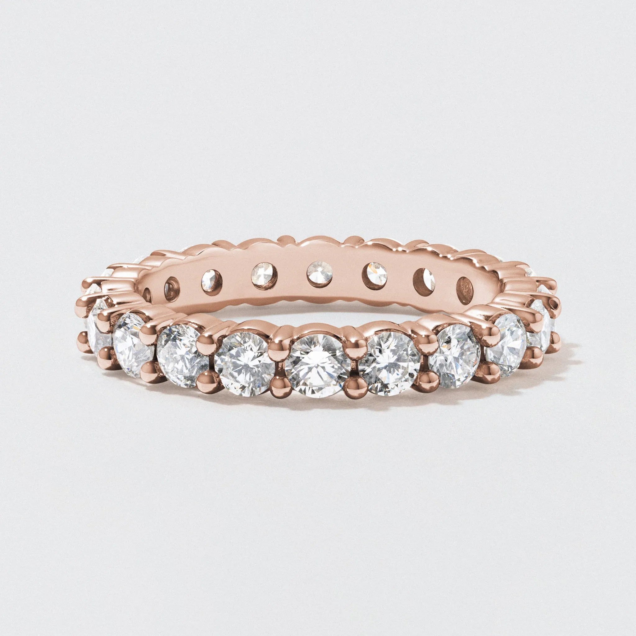 Rose Gold Diamond Eternity Wedding Band - Polished 3mm