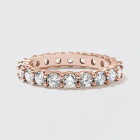 Rose Gold Diamond Eternity Wedding Band - Polished 3mm