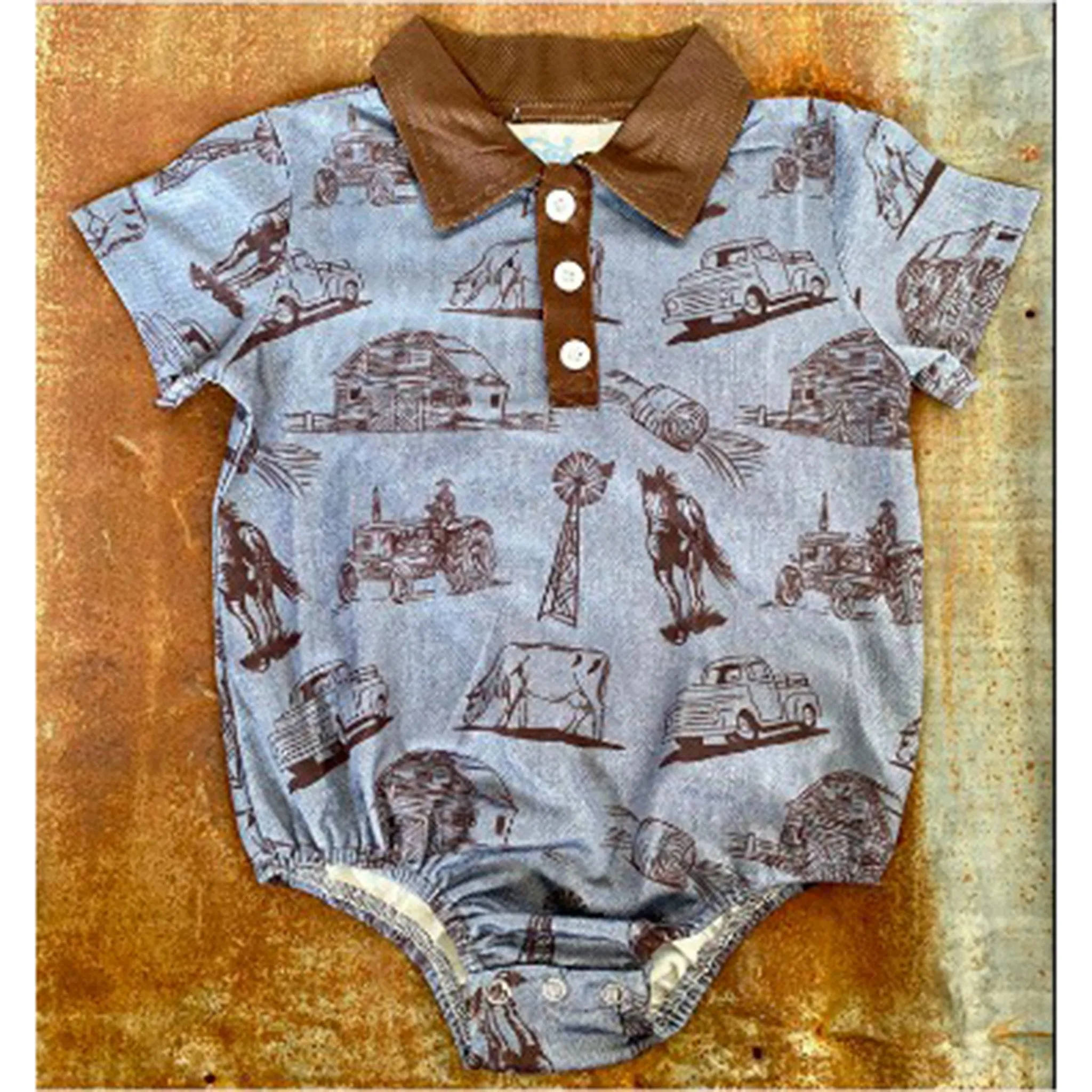 Shea Baby Infant/Toddler Farm Print Onesie