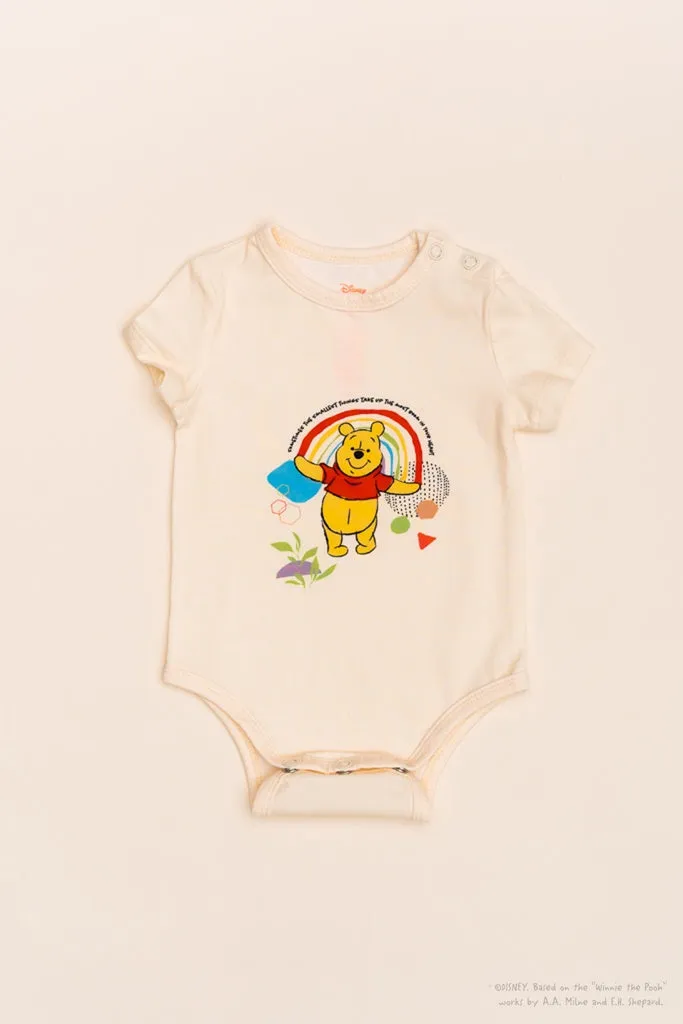 Short-Sleeve Onesie - Yellow Rainbow Pooh