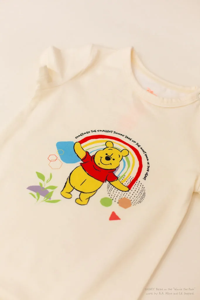 Short-Sleeve Onesie - Yellow Rainbow Pooh