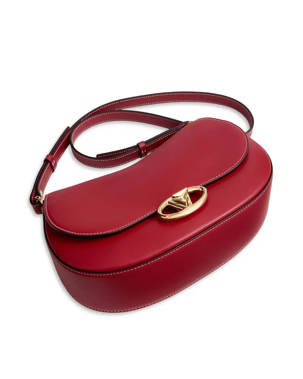 Small VLogo Saddle Bag in Rosso