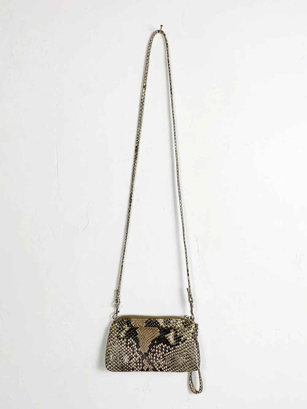 Snakeskin Convertible Mini Clutch Cross Body Purse