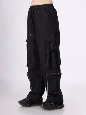 Street flex Black Parachute Pants [ Unisex ]