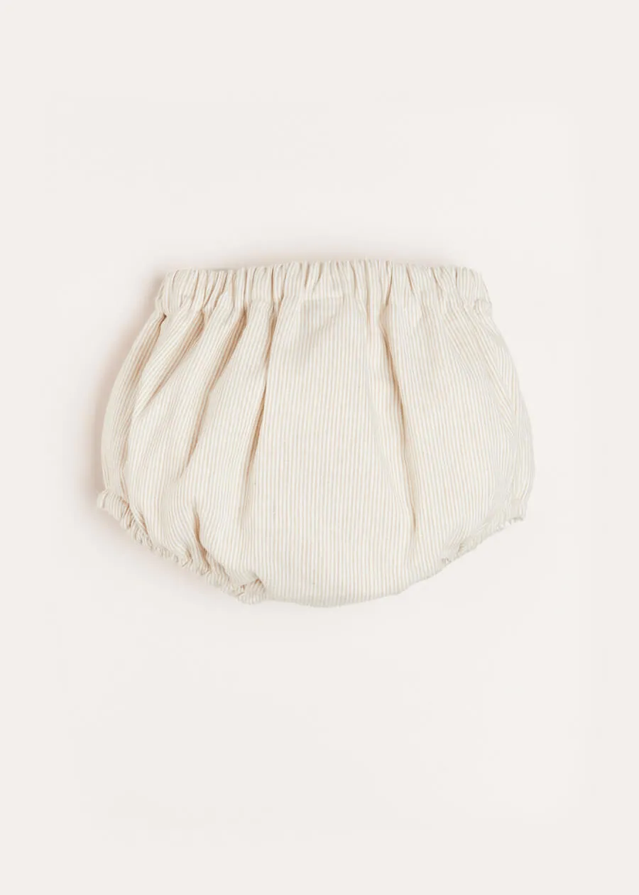 Striped Button Detail Bloomers in Beige (3mths-2yrs)