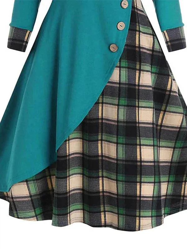 Tartan Hooded Midi Dress for Women