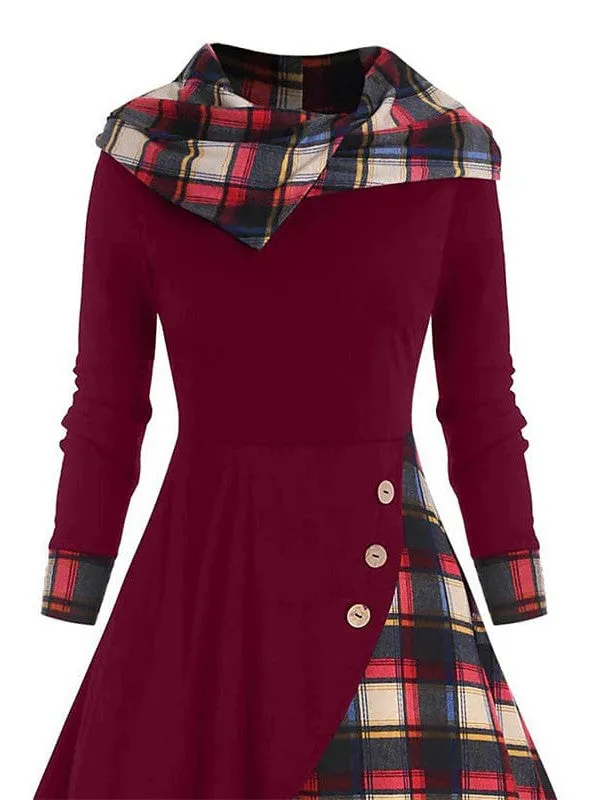 Tartan Hooded Midi Dress for Women